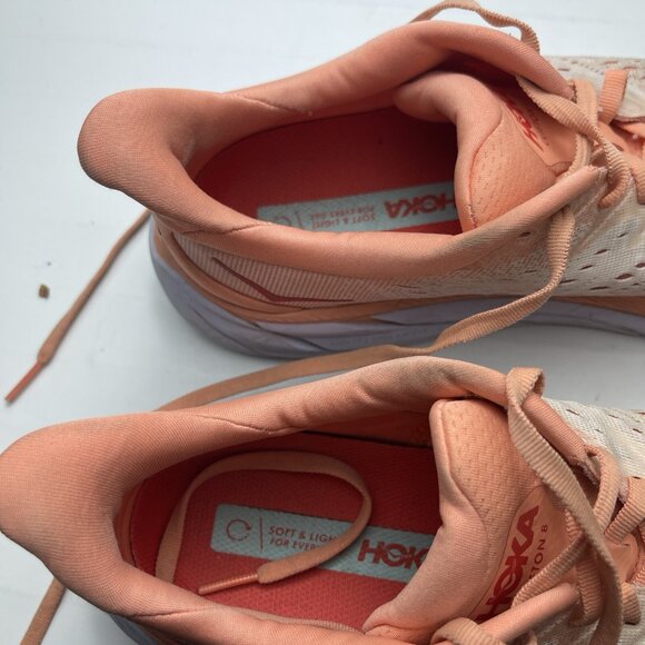 Hoka One One Peach and Gray Athletic Shoes - Picture 14 of 15